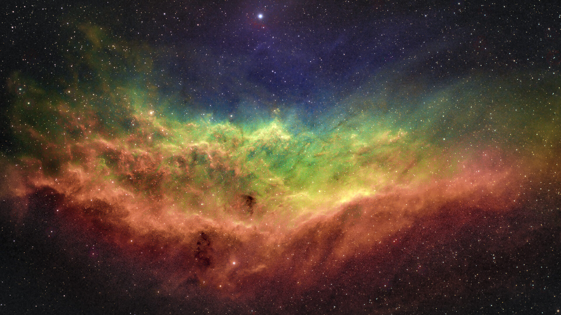 The California Nebula in the Hubble SHO color palette