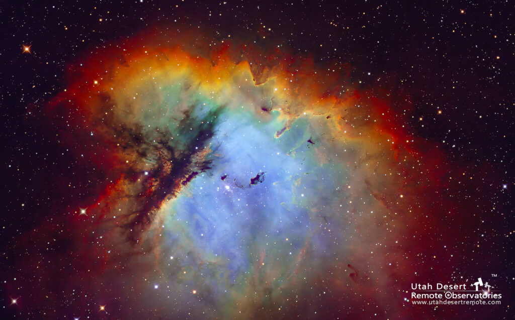 The Pacman Nebula image in the SHO color palette by Craig Stocks at Utah Desert Remote Observatories